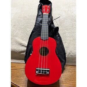 Audster AUDUK2 Acoustic 4-String Ukulele Gloss Red Wood Top w/ Bag 12-Fret